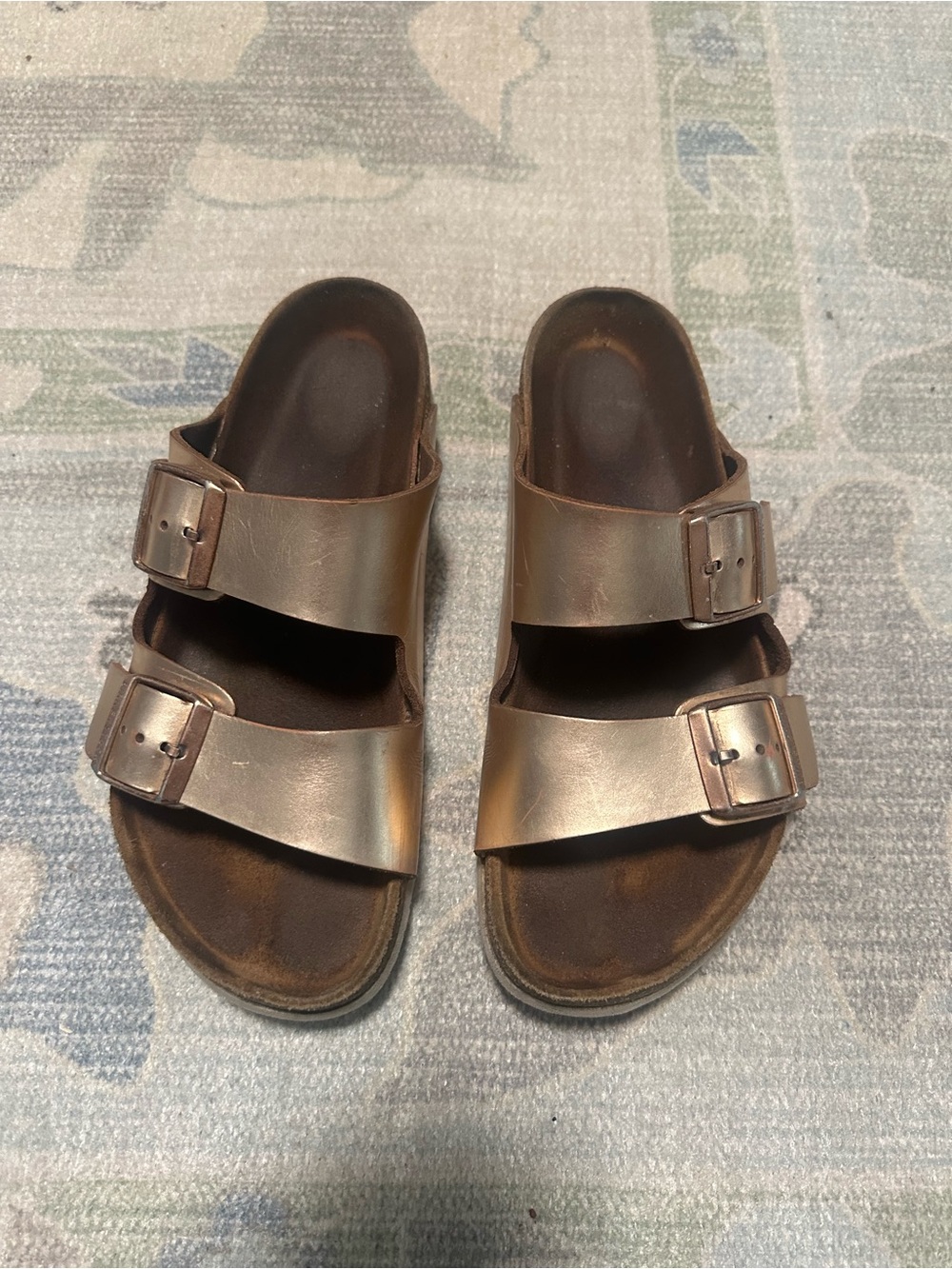 Birkenstock Metallic Bronze Two-Strap Sandals - Picture 1 of 3